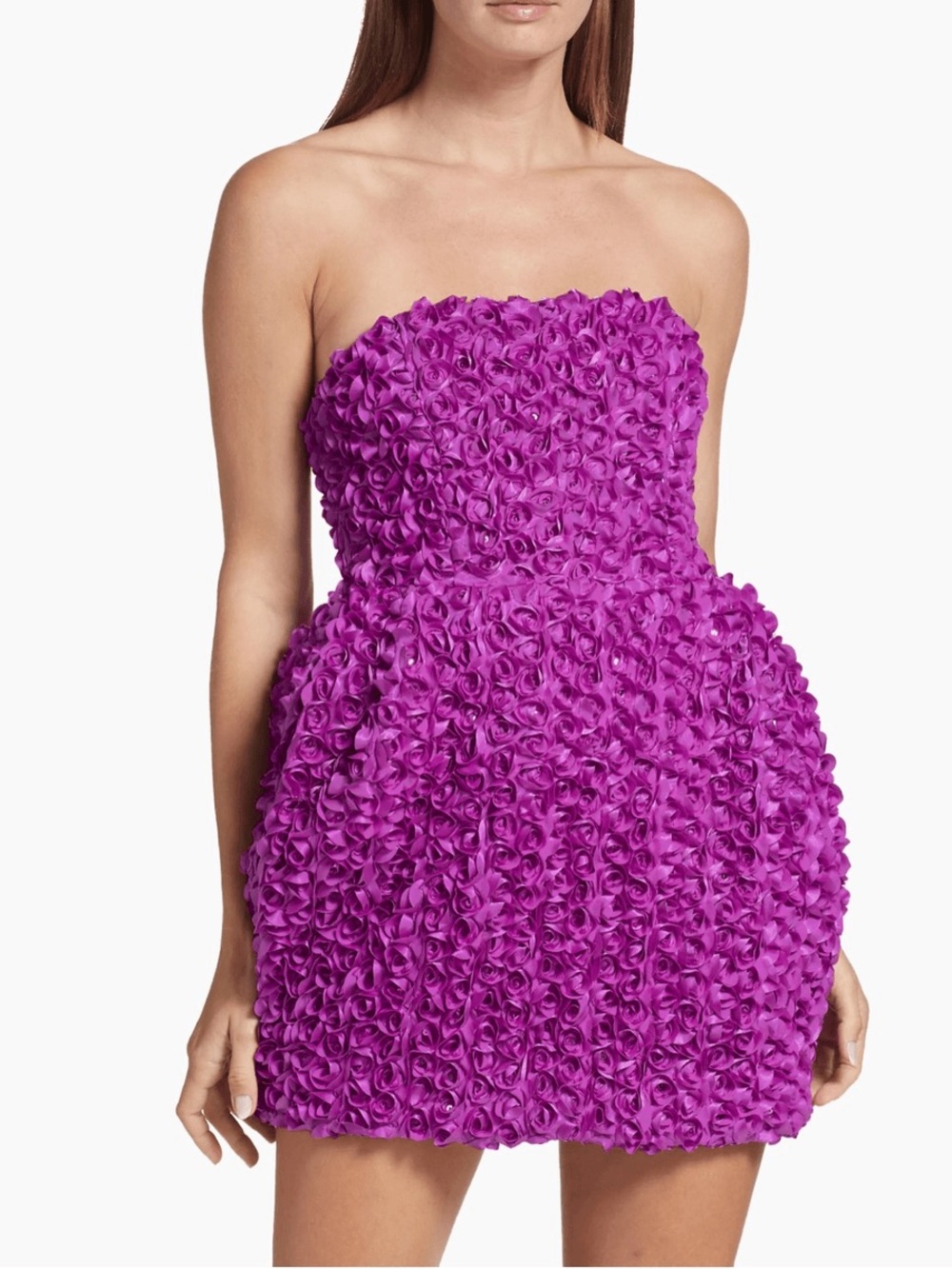 Rotate 3D Flower Strapless Minidress in pink size 4